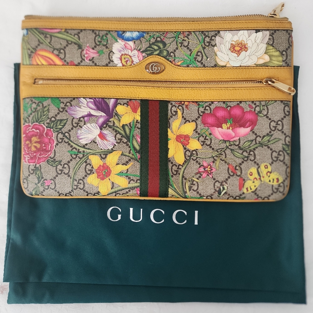 Auth Gucci GG Ophedia Floral Pouch/Clutch Bag - Picture 4 of 10